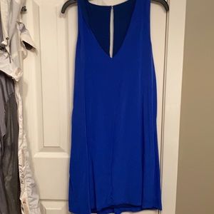 Blue dress with slight plunge in neckline